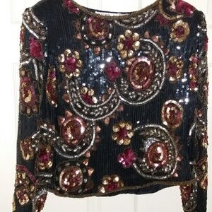 VINTAGE Women's Sequin Scala XL Top